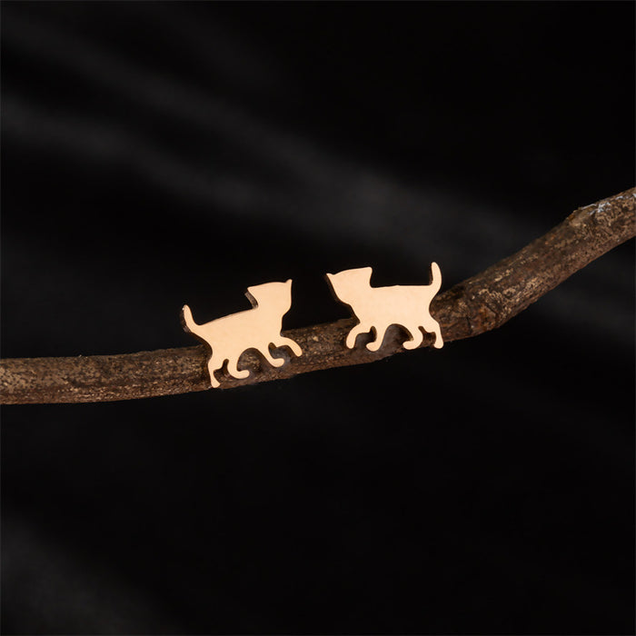 Pet Dog and Cat Stainless Steel Stud Earrings - Cute and Playful Jewelry