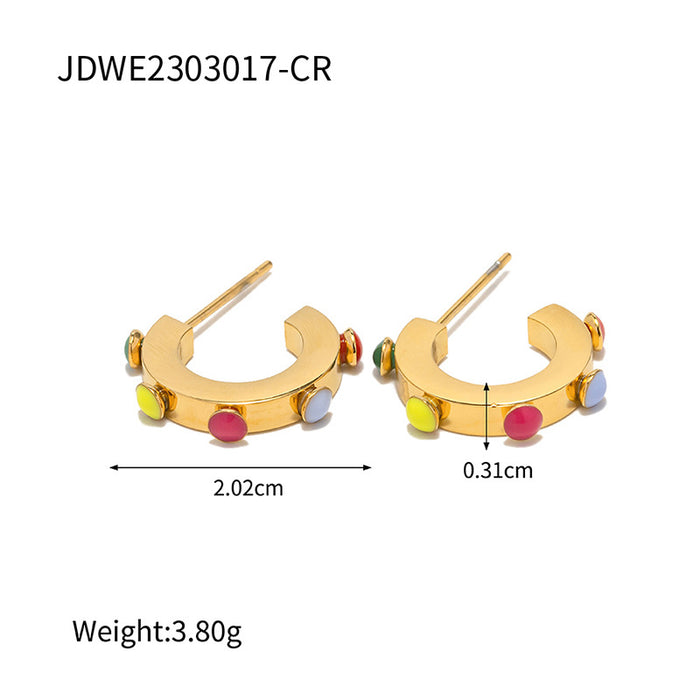 Pendientes de perla blanca en forma de C chapados en oro europeo de 18 quilates: joyería de acero de titanio de alta gama que no se decolora para mujeres