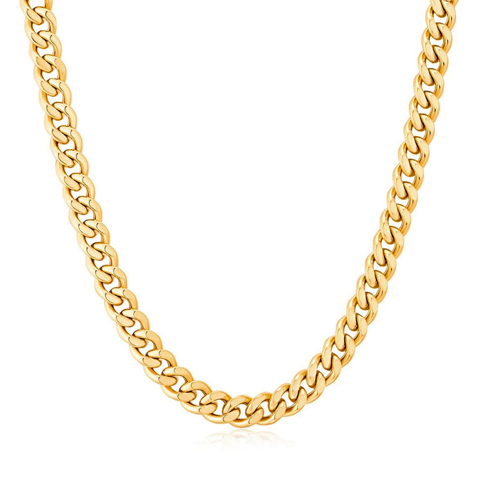 18K Gold-Plated Stainless Steel Pendant Necklace - Popular 7mm Wide 45cm Titanium Steel Chain