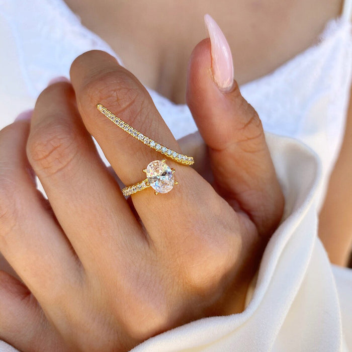 Live four claw ring bride exaggerated wedding ceremony ring