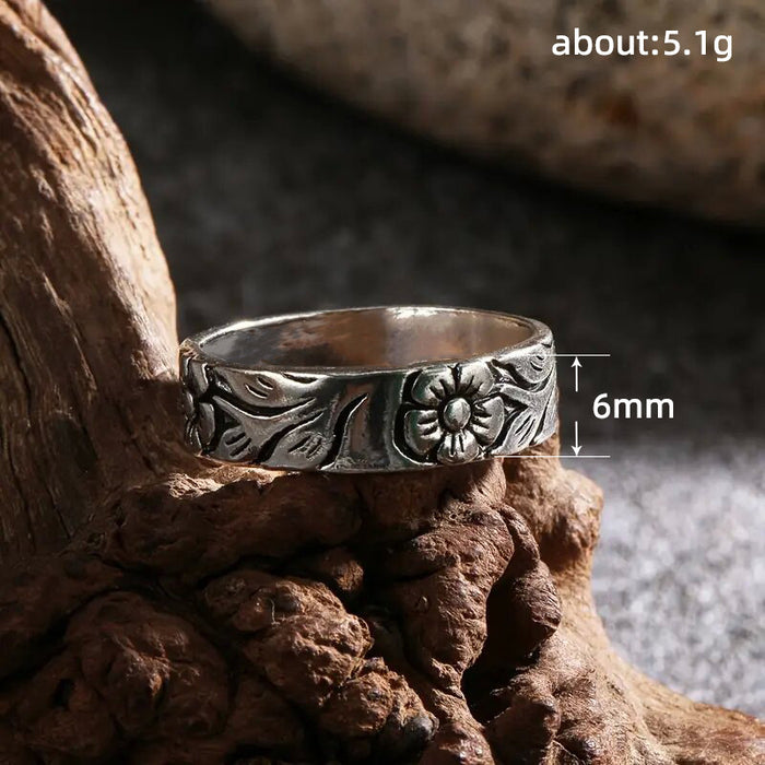 Engraved cherry blossom ring personalized sunflower