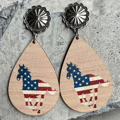 Independence Day Earrings with Western Cowboy Boots and Bullhead Designs