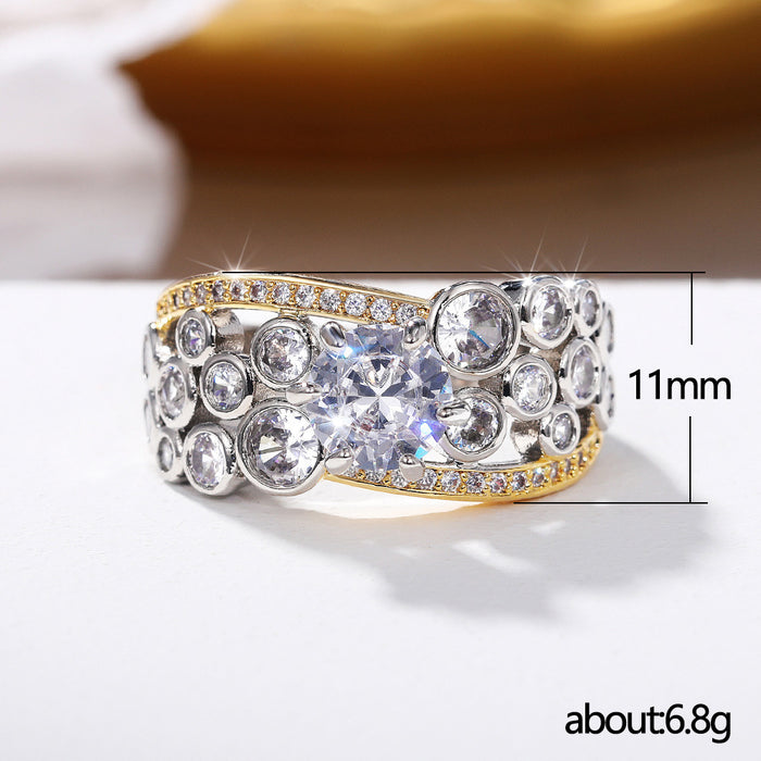 Color separation ring creative hollow full inlaid round zircon ring