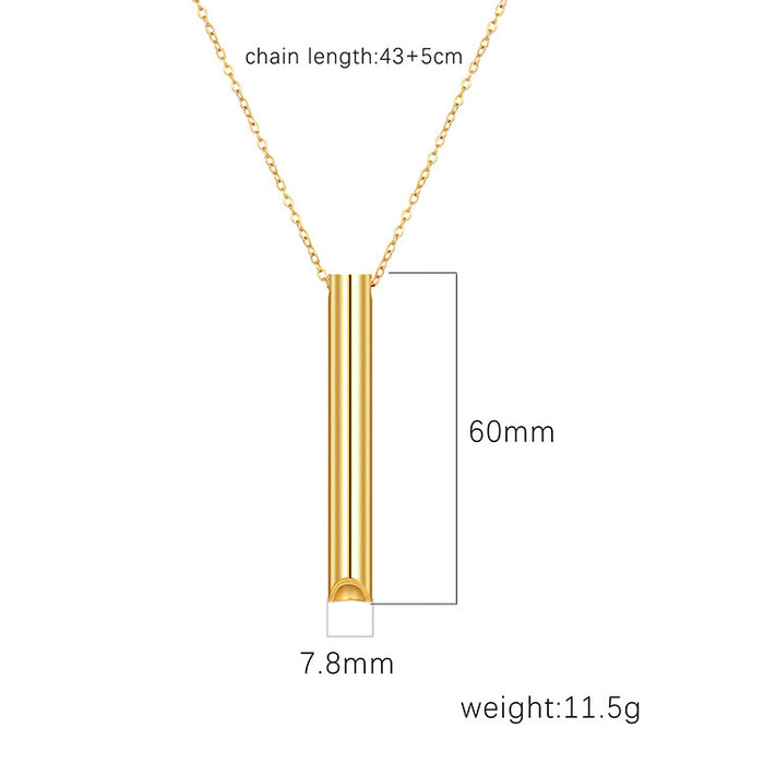 Cylindrical Whistle Necklace, Unisex Titanium Steel 18K Necklace