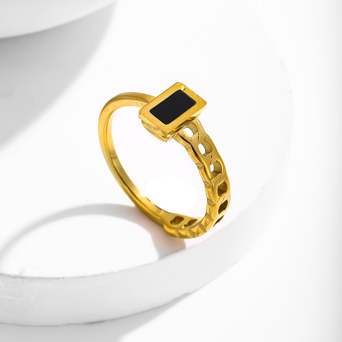 Wholesale non-fading stainless steel and titanium steel black square chain rings