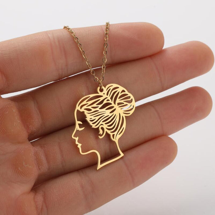 Abstract human face pendant necklace, mermaid creative personality Halloween witch clavicle chain European and American wholesale