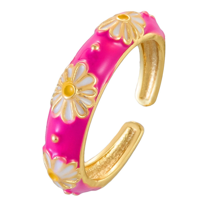 Wholesale copper micro-painted colored flower circle rings