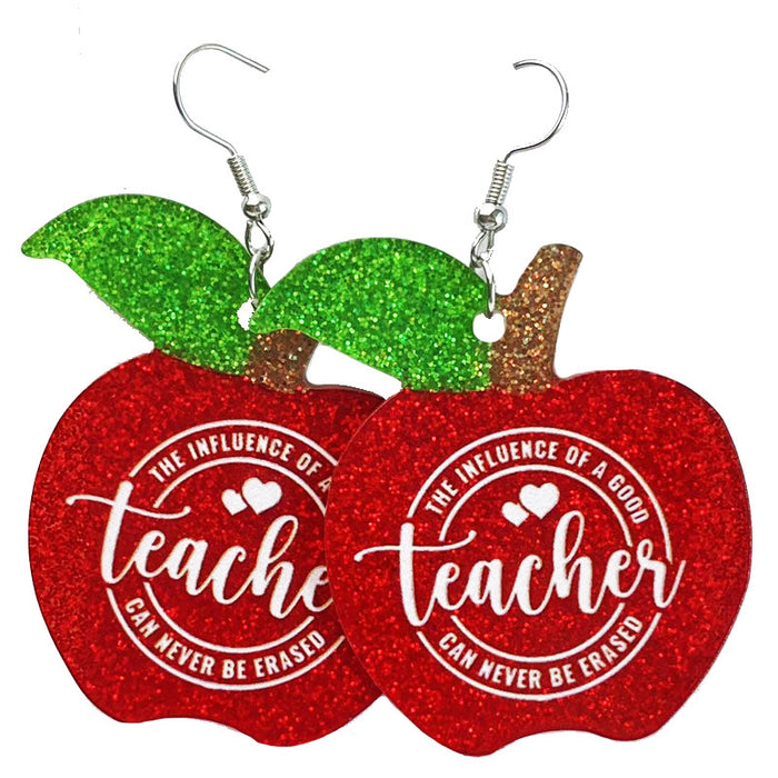 School Elements Acrylic Apple Earrings - wallojewerly 