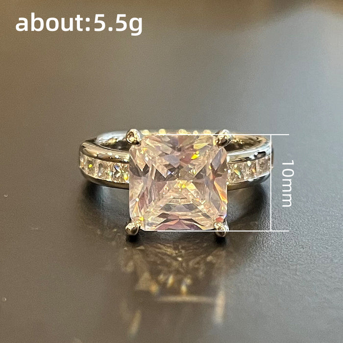 Classic four-claw princess-cut zircon ring, wedding accessories