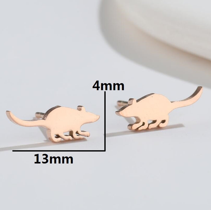 Mouse Design Stainless Steel Stud Earrings - Cute and Creative Animal Jewelry