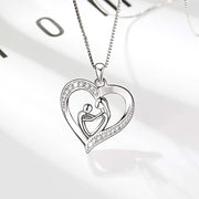 Love Mother and Child Micro-Inlaid Zircon Pendant Women's Necklace - wallojewerly 
