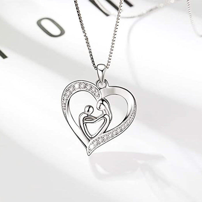 Love Mother and Child Micro-Inlaid Zircon Pendant Women's Necklace