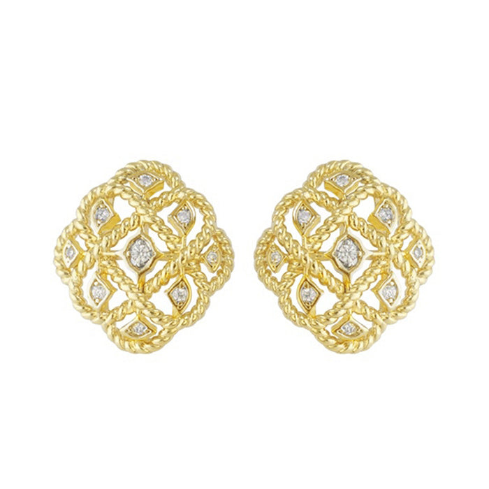 Lace Zirconia Earrings Hollow Carved Earrings