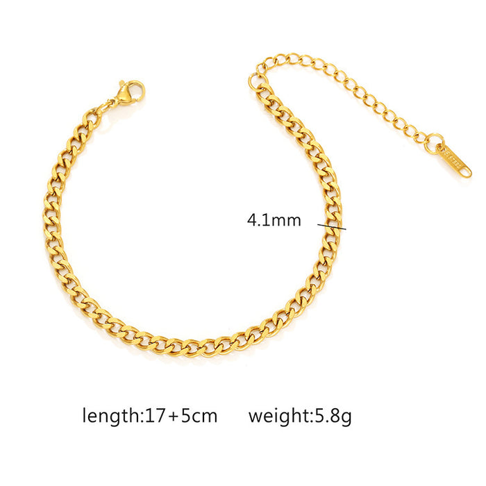 18K Gold Plated Stainless Steel Cuban Chain Women's Titanium Steel Bracelet