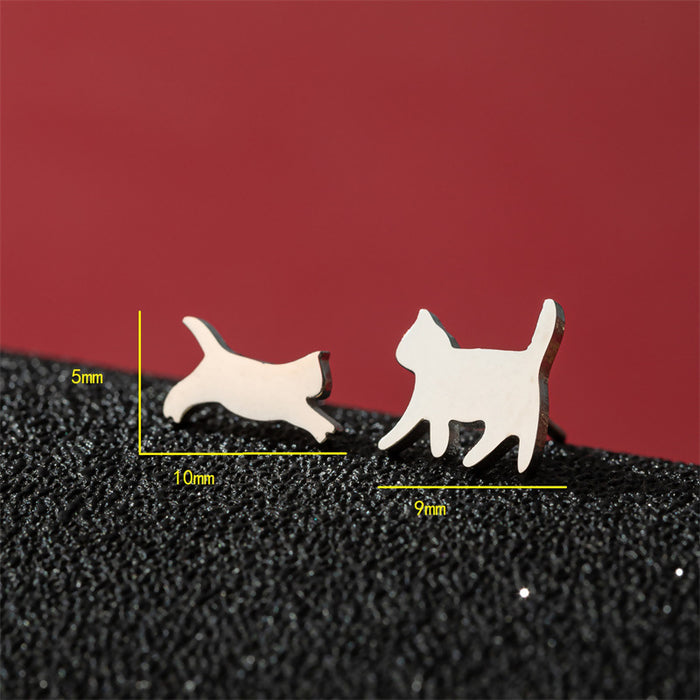 Running Cat Stainless Steel Earrings - Fun and Playful Animal Jewelry