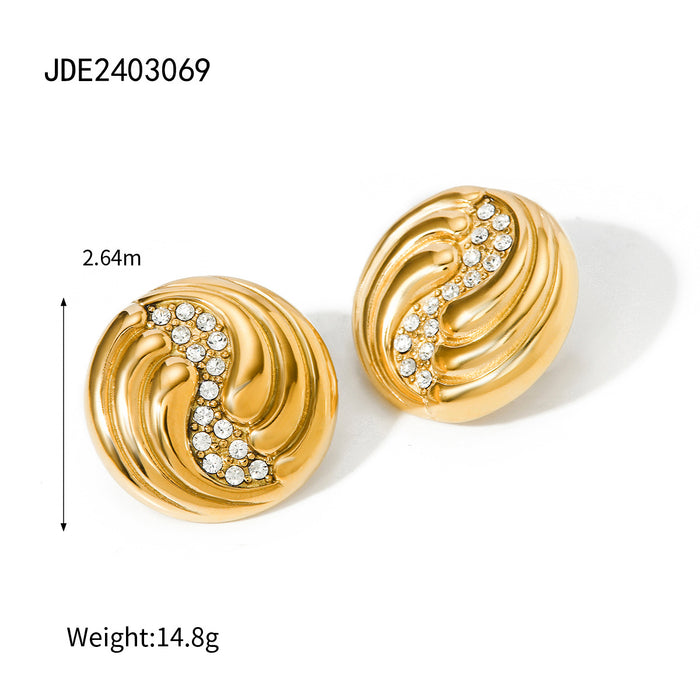 Pendientes de acero inoxidable chapado en oro de 18 quilates con forma de lágrima en espiral y circonitas: las joyas más vendidas para mujeres