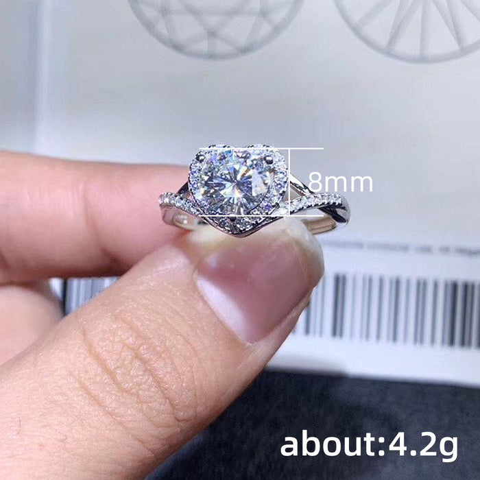 Imitation Tanzanite Women's Ring Horse Eye Hollow Luxury Palace Style Plated Two Color Gemstone Ring