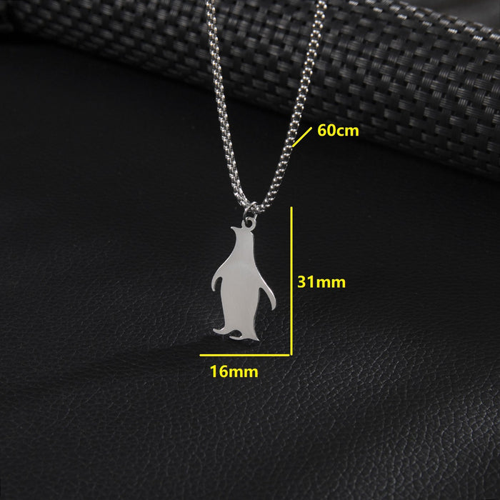 Collar con colgante de pingüino de animal pequeño, cadena de acero inoxidable de estilo hip-hop transfronterizo, venta al por mayor