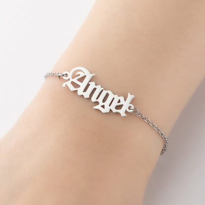 Gothic retro letter bracelet, baby girl angel pendant bracelet wholesale