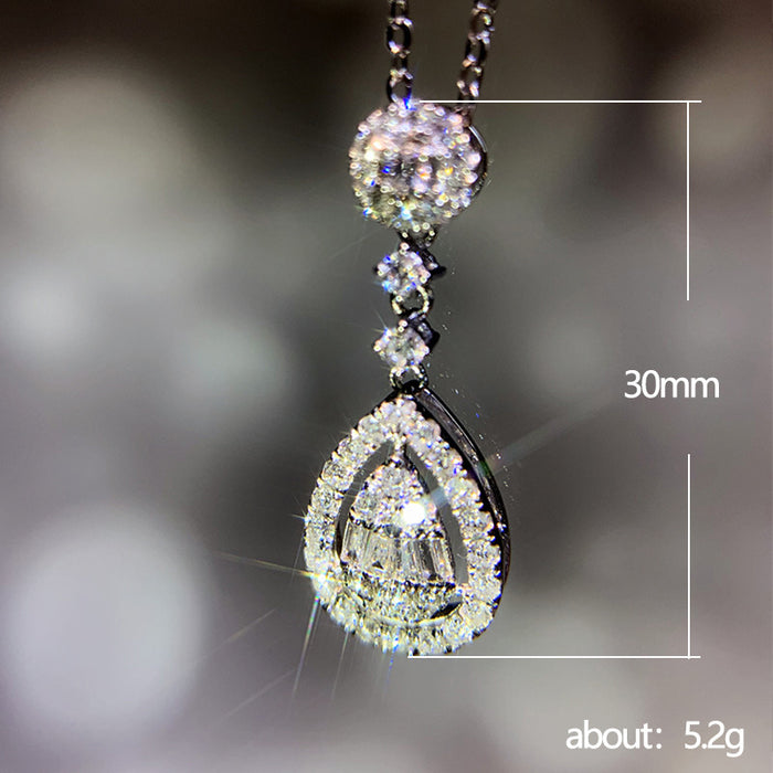 Creative teardrop pear-shaped pendant zircon women's necklace