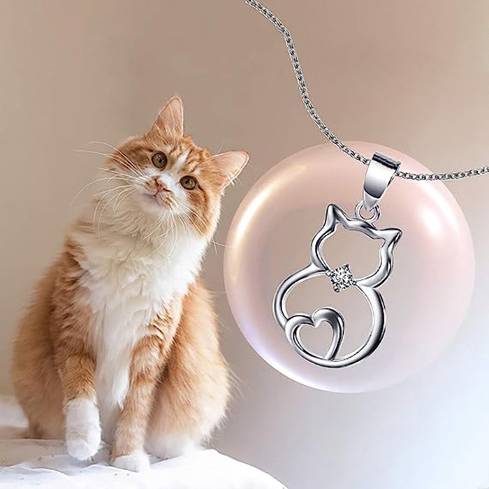 Hollow Kitten Pendant Japanese and Korean Style Heart Shaped Accessory Necklace