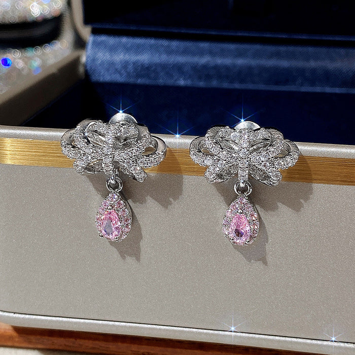 Pink bow earrings