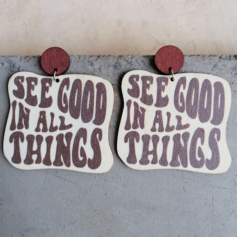 Wooden letter earrings - wallojewerly 