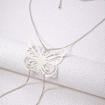 Sexy imitation pearl colored bead butterfly hollow body chain accessories