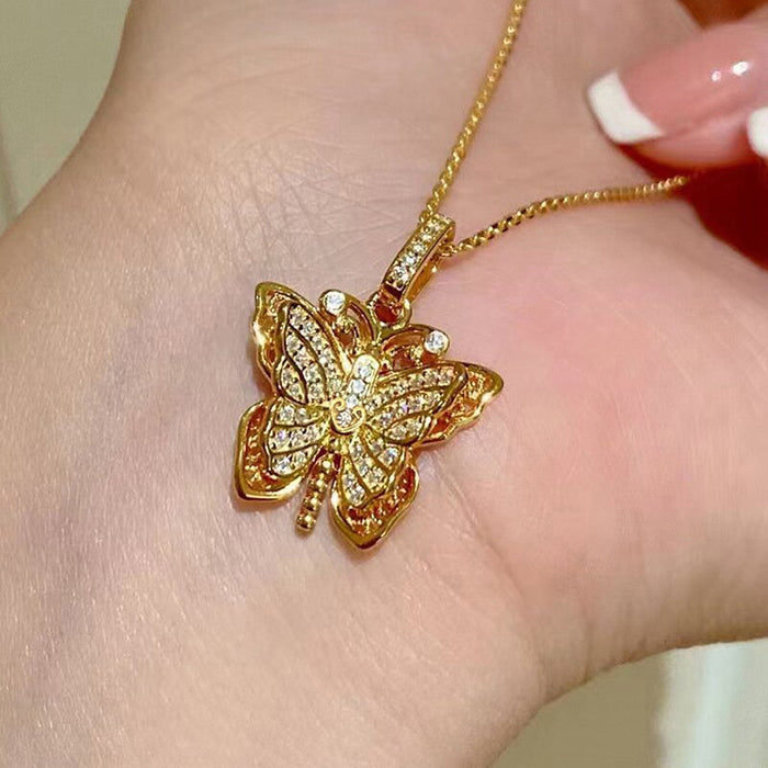 Double Butterfly O-Shaped Chain Necklace