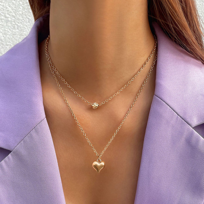 Double Layered Heart Pendant Necklace - Elegant and Trendy Jewelry for Women