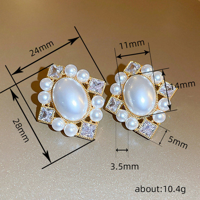 Palace style earrings cat eye imitation pearl earrings