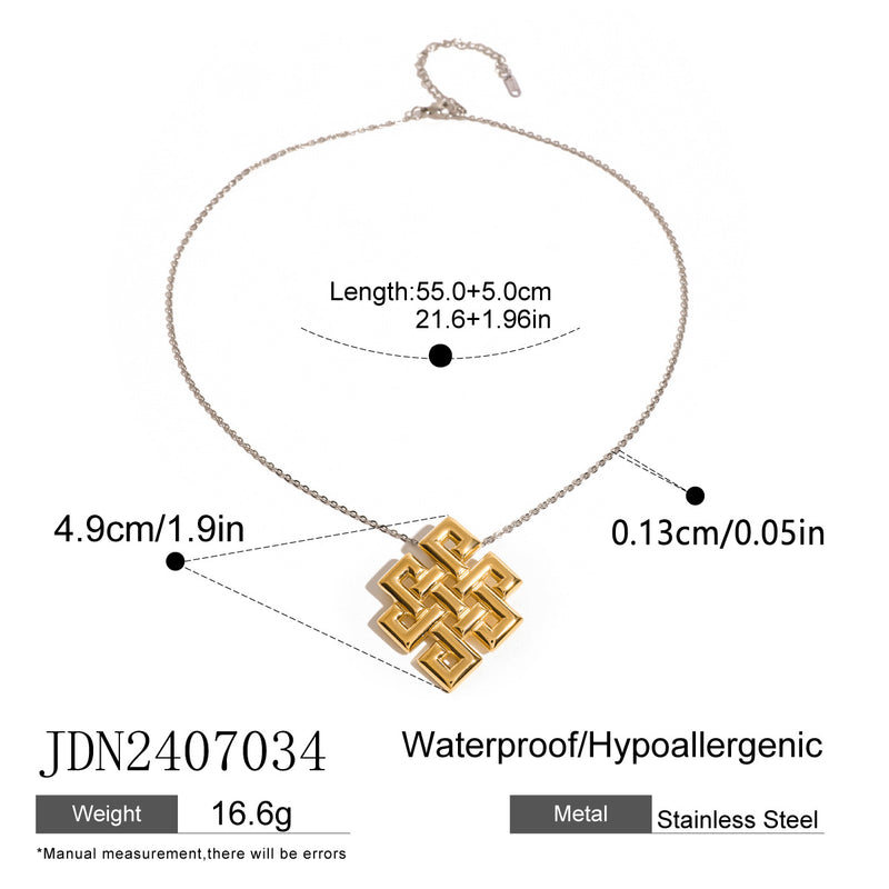 Celtic knot hollow necklace, European and American niche design earrings - wallojewerly 