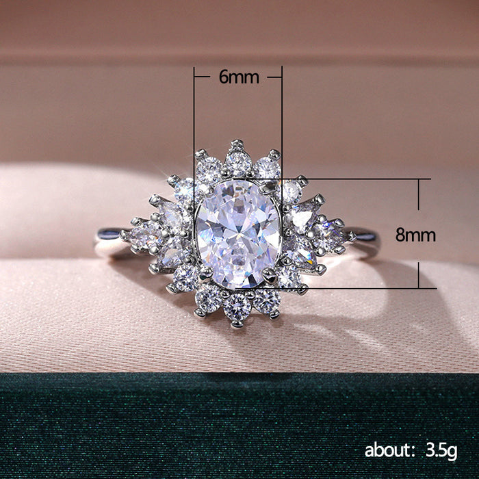 Micro-inlaid zircon sunflower ring wedding bride dinner wear