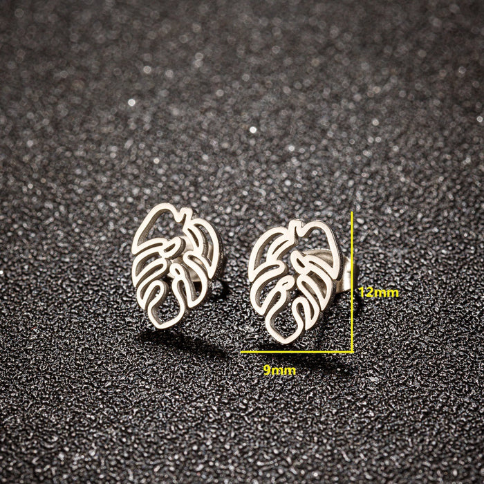 Bohemian Tree Leaf Stainless Steel Stud Earrings - Nature-Inspired Jewelry for a Vintage Look - wallojewerly 
