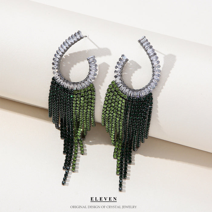 Vintage Long Tassel Earrings - S925 Silver Zircon Butterfly Dangle Earrings for Women - wallojewerly 