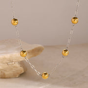Stainless steel color matching beaded necklace clavicle chain titanium steel necklace pendant - wallojewerly 