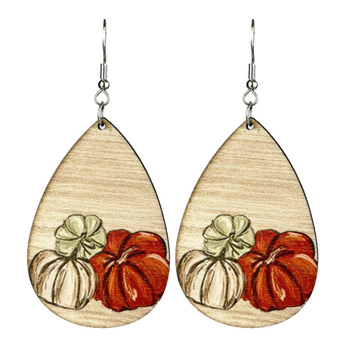 Autumn Floral Ghost Earrings with Bohemian Pumpkin and Thanksgiving Designs