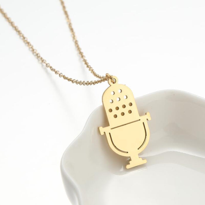 Microphone pendant necklace, fashionable and creative cute microphone clavicle chain ins hip-hop gift jewelry