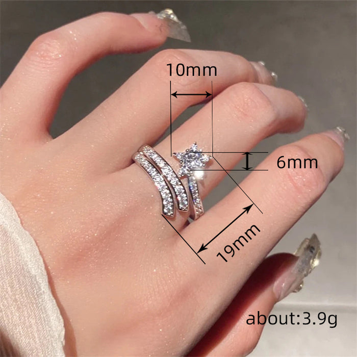 Pentagram cut double wrapped engagement ring