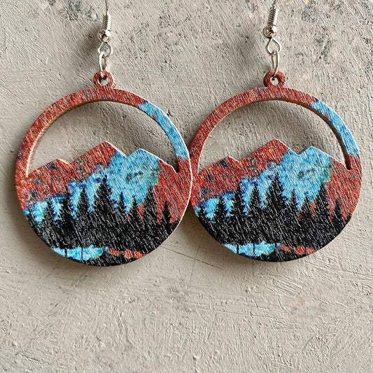 Mountain and River Wooden Earrings