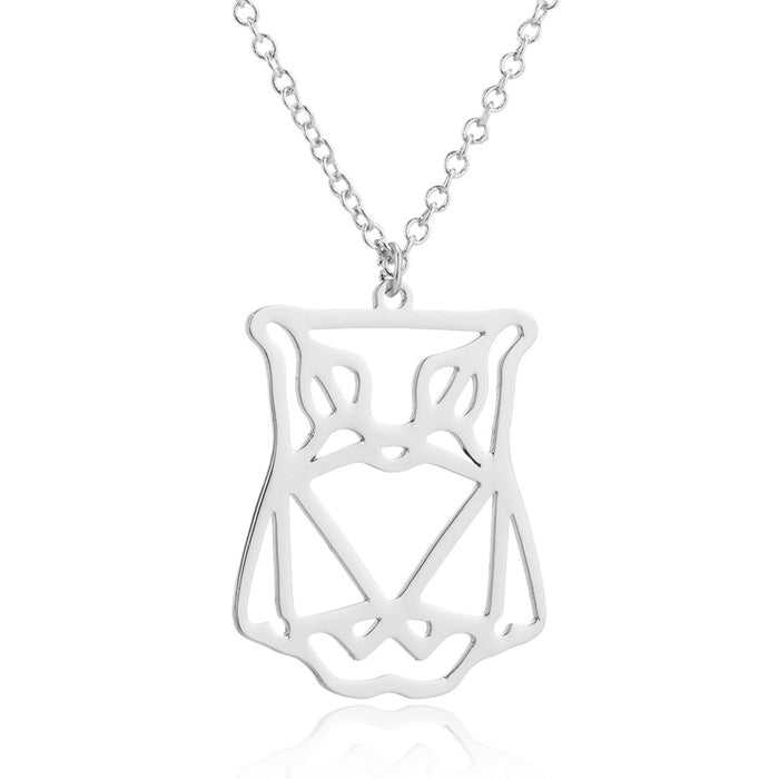 Owl pendant necklace, European and American cute origami hollow clavicle chain female cross-border jewelry