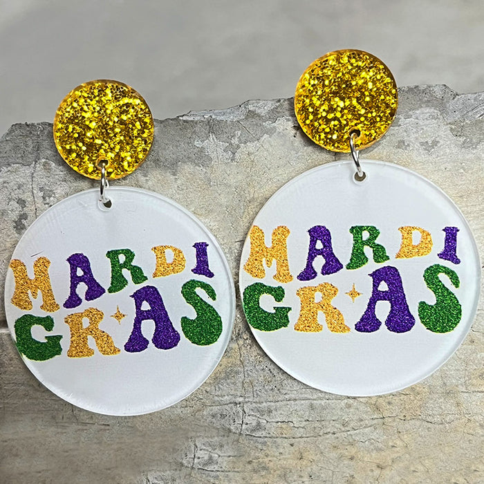 Pendientes de festival de colores de carnaval con diseño de lágrima de máscara exagerada brillante