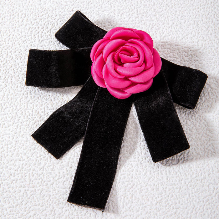 Rose flower pin vintage velvet bow tie brooch jewelry