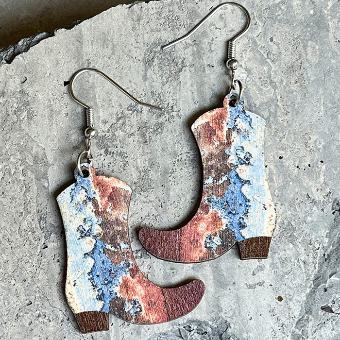 Wooden boot earrings