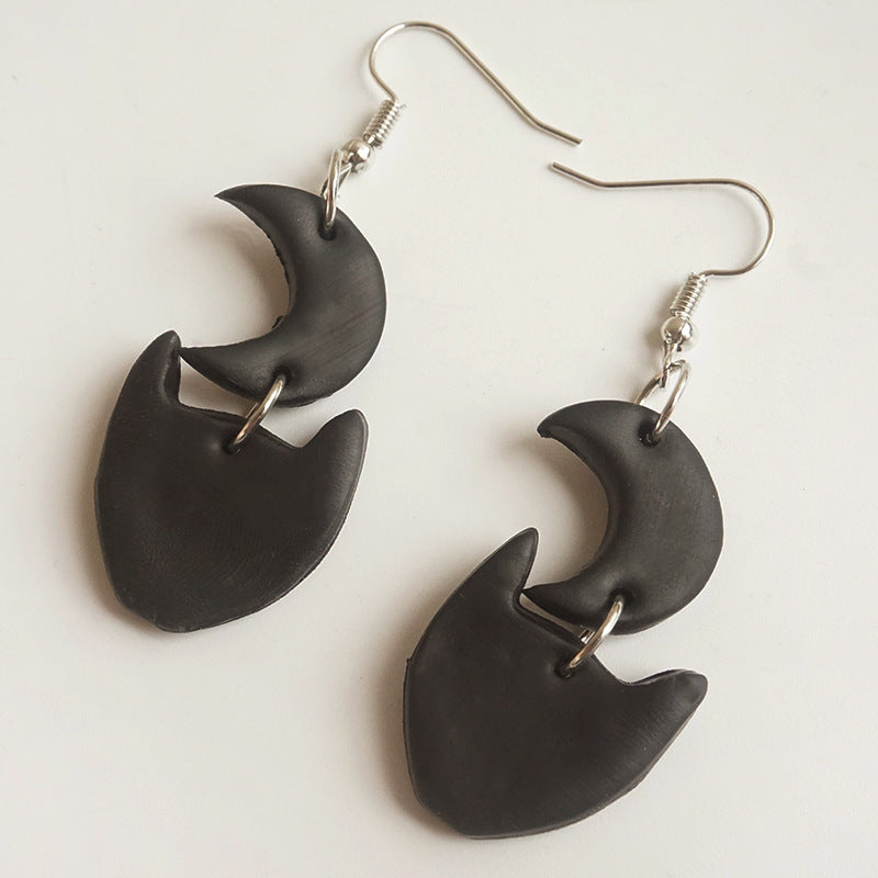 Halloween Clay Earrings - Ghost, Pumpkin, Bat, Cat, and Moon Designs