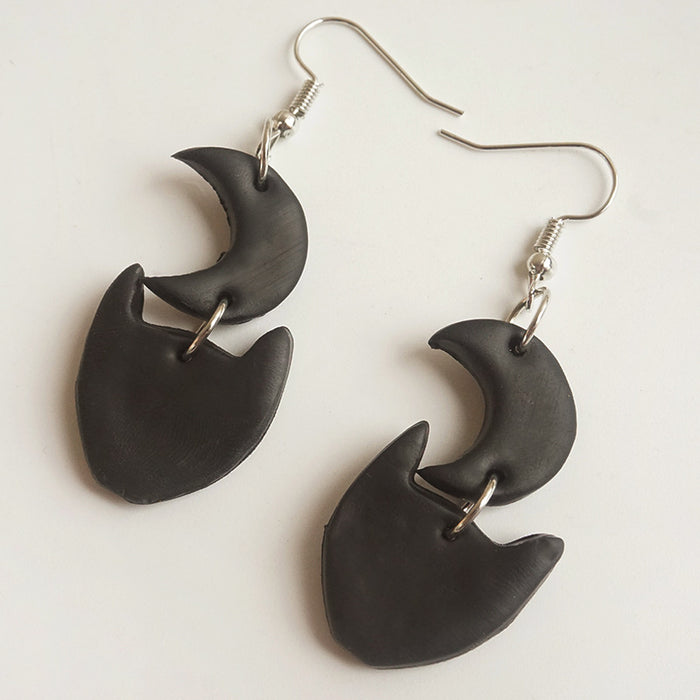 Halloween Clay Earrings - Ghost, Pumpkin, Bat, Cat, and Moon Designs