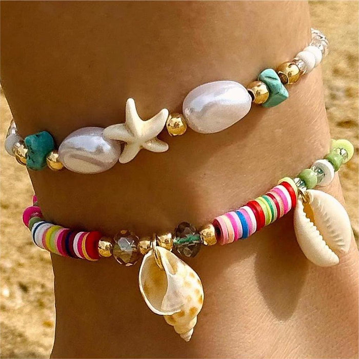 Simple Gold Pearl Anklet Set - Fashionable Foot Jewelry