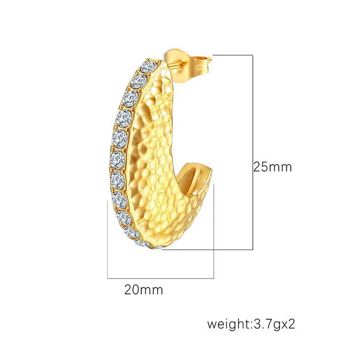 18K gold titanium steel multi-layer winding earrings C-shaped earrings