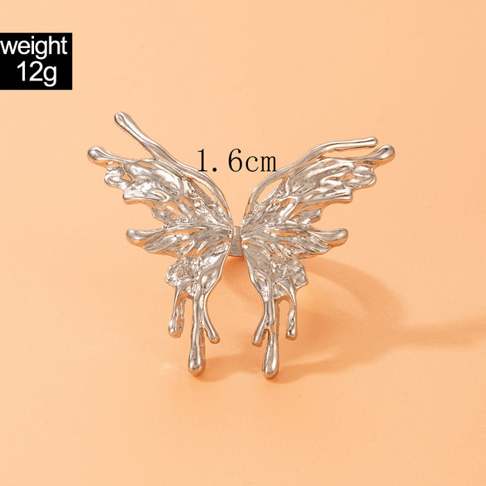 Three-dimensional butterfly single ring, personalized creative three-dimensional butterfly open ring