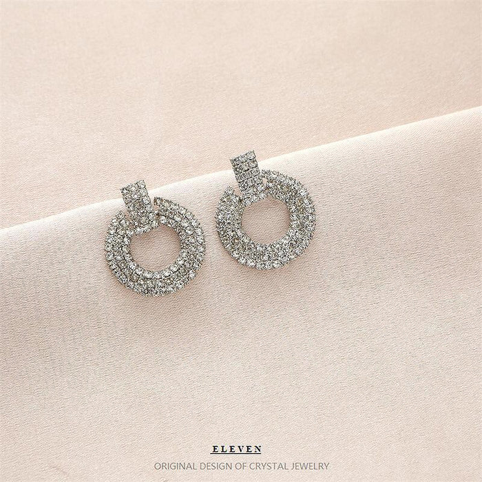 Creative Zircon Hoop Earrings - Minimalist Sparkling Studs for a Bold Look